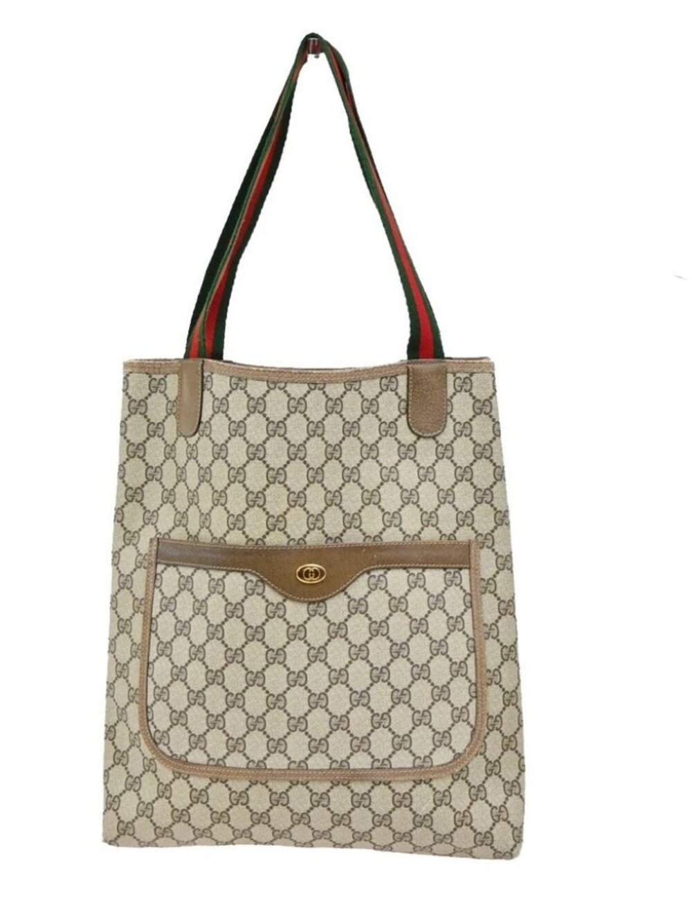 GUCCI Logo GG Pattern Sherry Web Shoulder Tote Bag PVC Leather BN Italy 63KD182